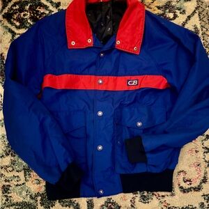 Vintage 80’s/90’s CB Men's Blue and Red Sports Jacket